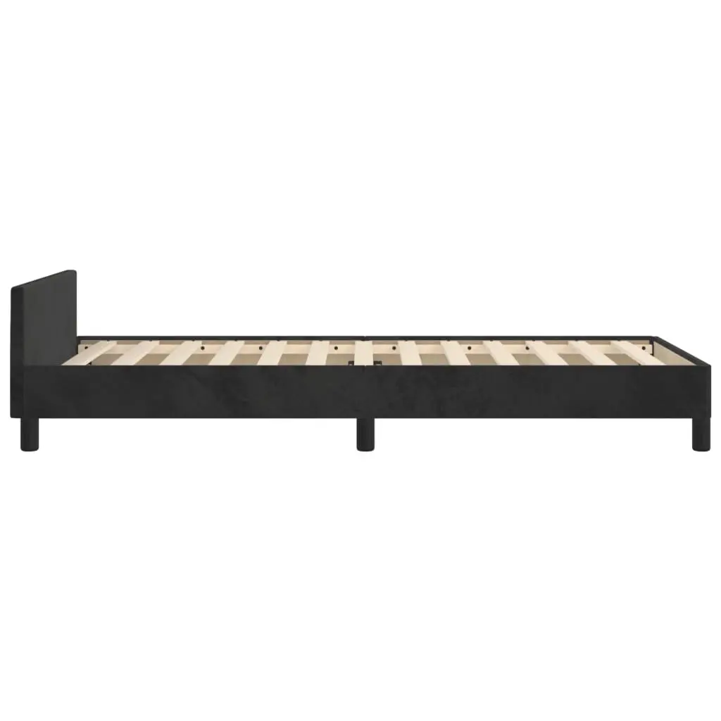 King Single Bed Frame Black Velvet Headboard 107x203 cm Bedroom Furniture