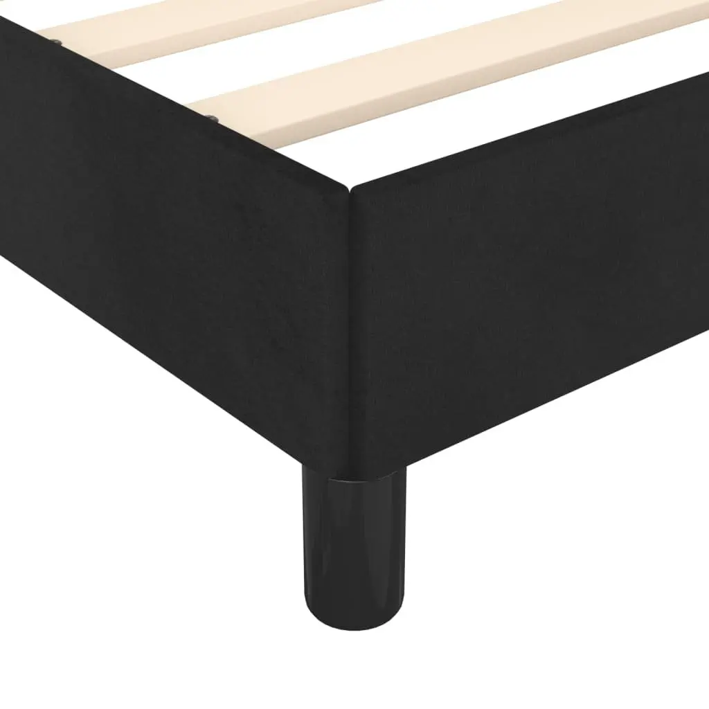 King Single Bed Frame Black Velvet Headboard Adjustable 107x203cm