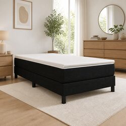 Box Spring Bed with Mattress King Single 106x203 cm Black Fabric Pocket Spring