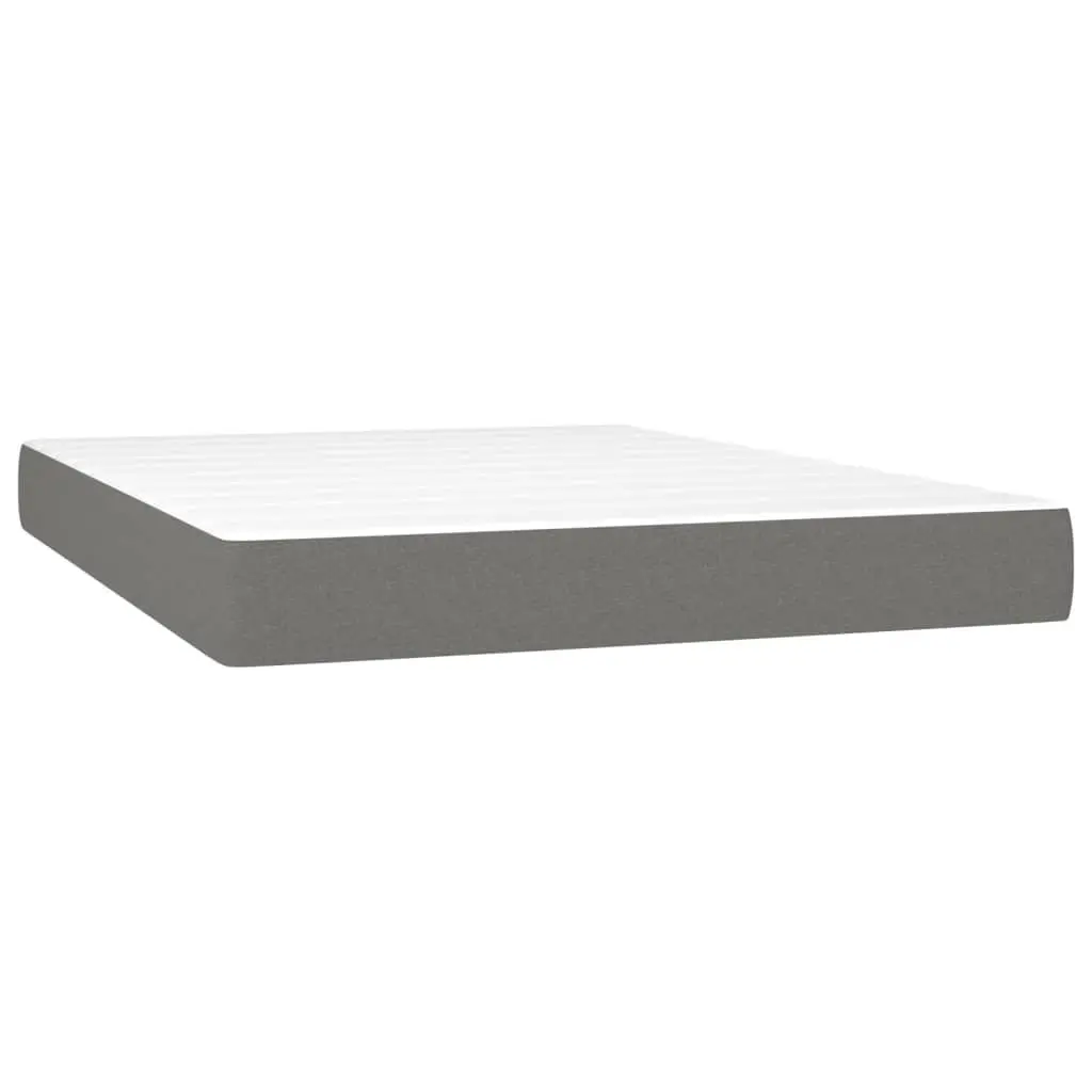 Box Spring Bed with Adjustable Headboard Queen Size Grey Fabric Pocket Spring Mattress