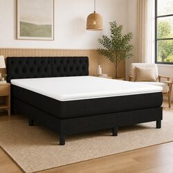 Queen Size Box Spring Bed with Pocket Spring Mattress Black 153x203 cm Fabric