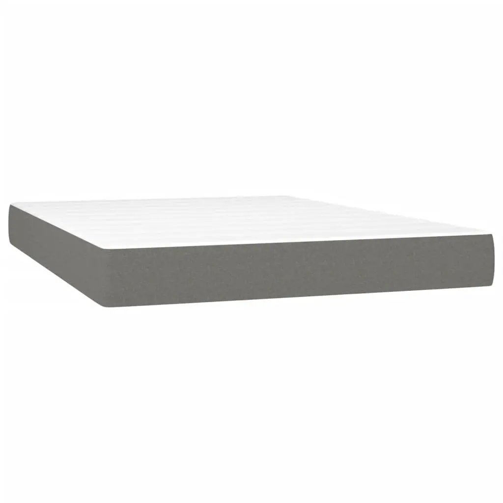Box Spring Bed with Adjustable Headboard Pocket Spring Mattress Queen Size Grey Fabric