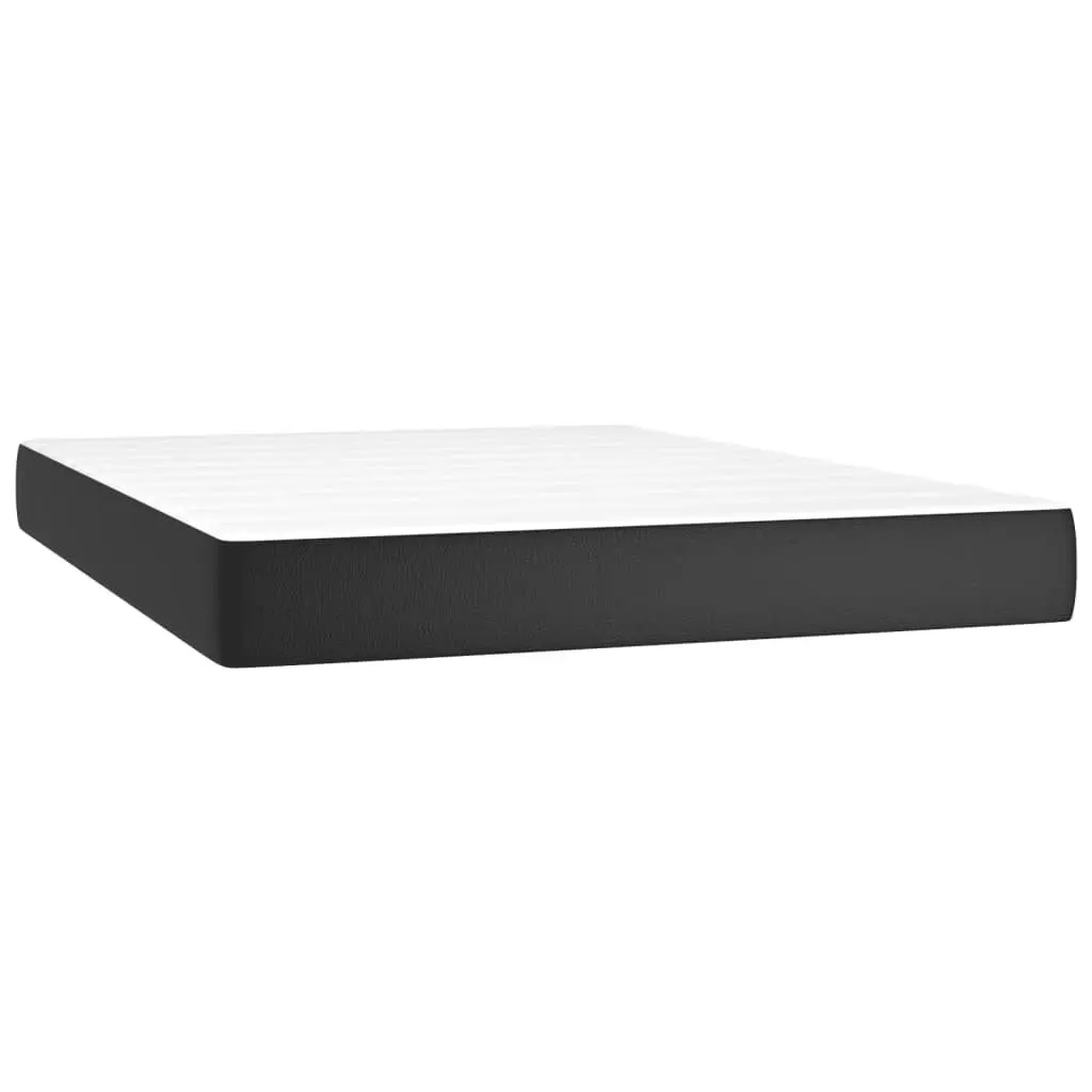 Box Spring Bed with Pocket Spring Mattress Queen Size Black Faux Leather