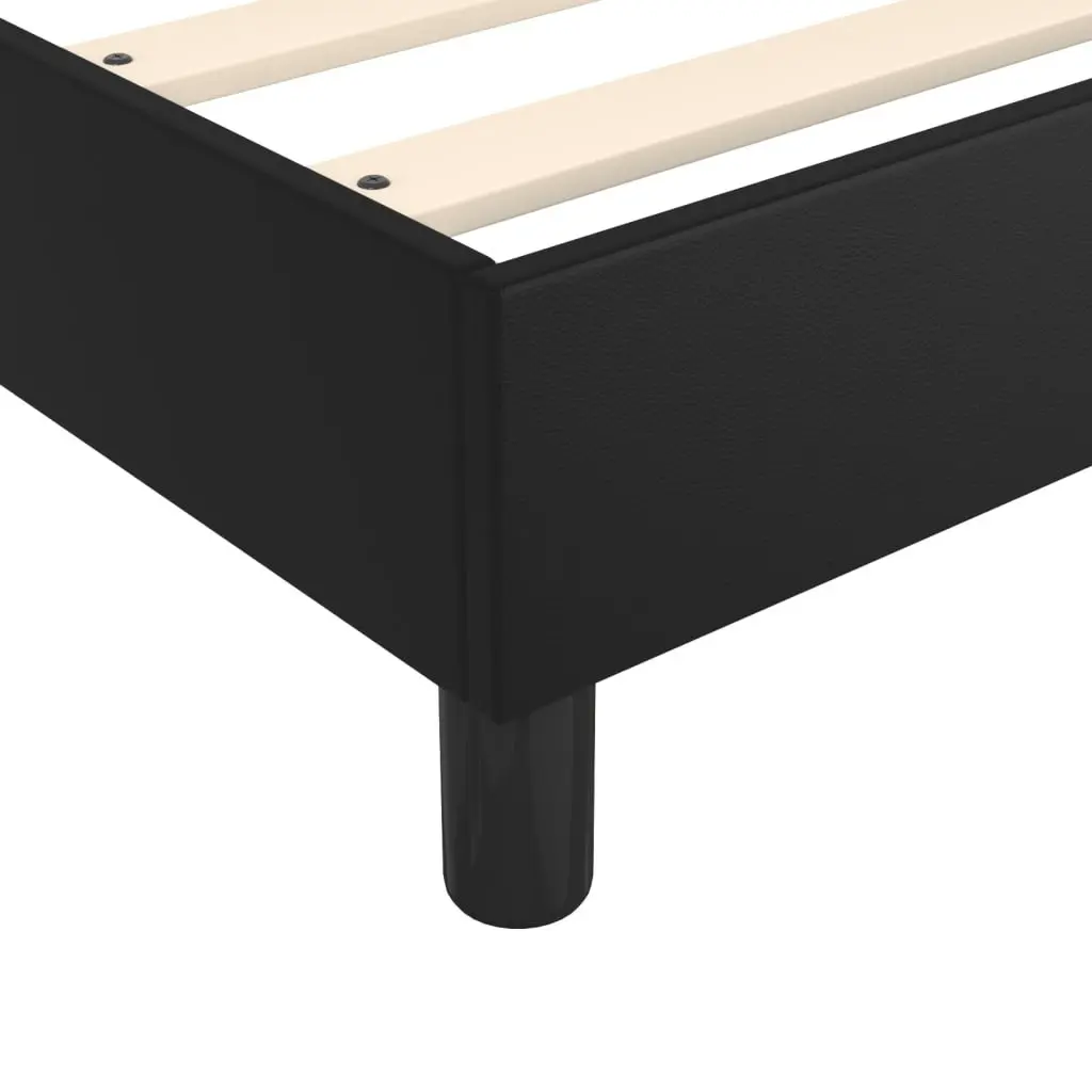 Box Spring Bed with Pocket Spring Mattress Queen Size Black Faux Leather
