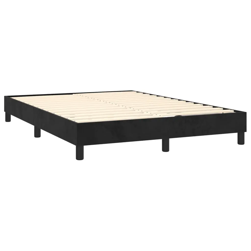 Box Spring Bed with Pocket Spring Mattress Queen Size Black Velvet 153x203 cm