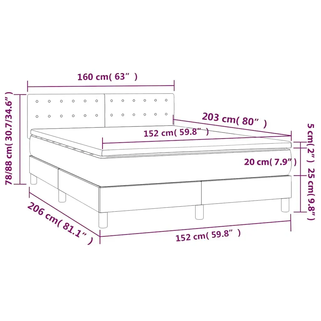 Box Spring Bed with Pocket Spring Mattress Queen Size Black Velvet 153x203cm