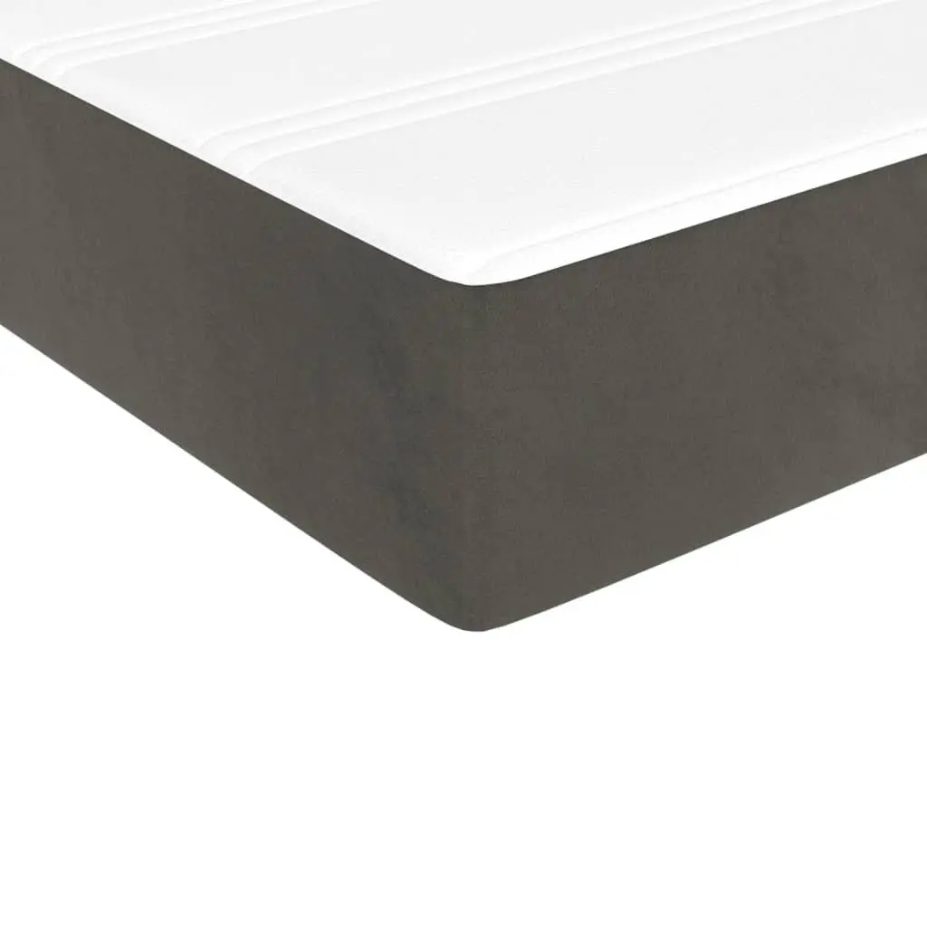 Box Spring Bed with Pocket Spring Mattress King Single Grey Velvet Headboard