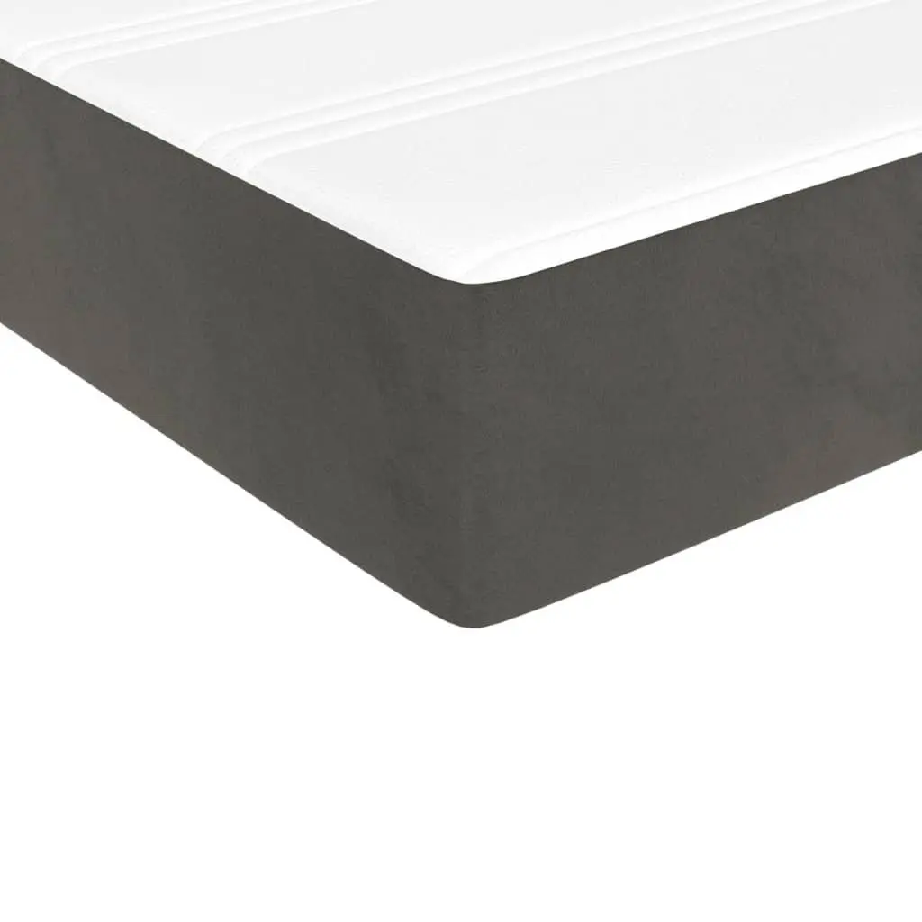 Box Spring Bed Velvet King Single 106x203cm Grey Pocket Spring Mattress