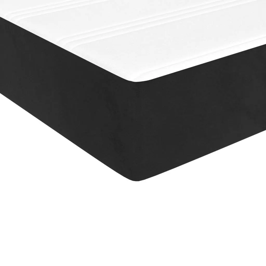 Box Spring Bed with Pocket Mattress LED Headboard Queen Size Black Velvet 152x203cm