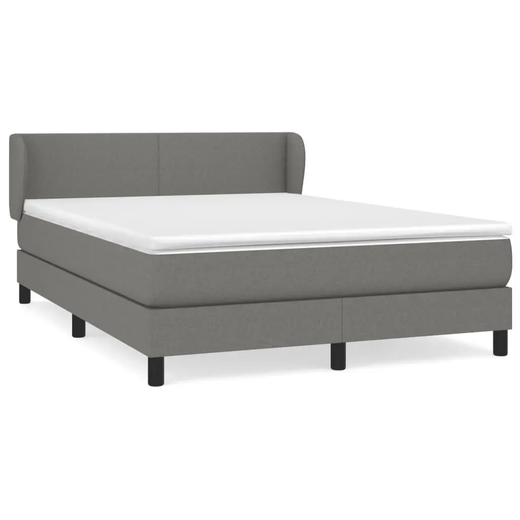 Queen Size Box Spring Bed with Pocket Mattress Grey Fabric Adjustable Headboard