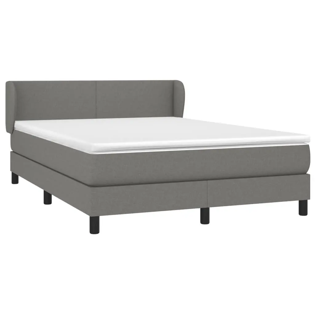 Queen Size Box Spring Bed with Pocket Mattress Grey Fabric Adjustable Headboard