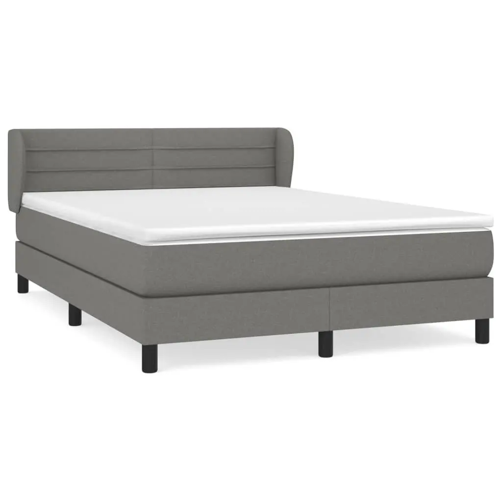 Box Spring Bed with Pocket Spring Mattress Queen Size Grey Fabric Headboard