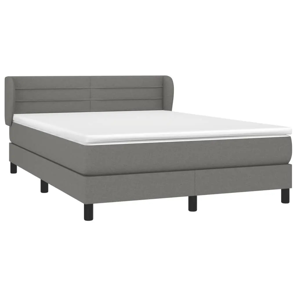 Box Spring Bed with Pocket Spring Mattress Queen Size Grey Fabric Headboard
