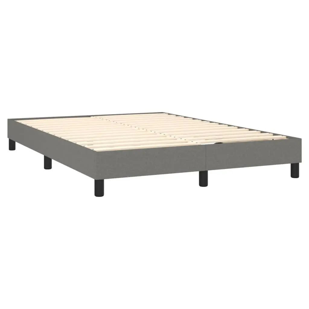 Box Spring Bed with Pocket Spring Mattress Queen Size Grey Fabric Headboard