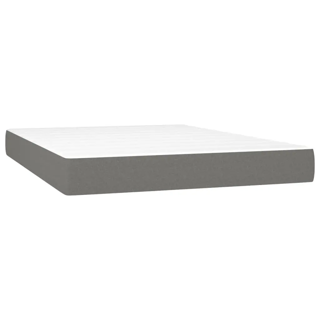 Box Spring Bed with Pocket Spring Mattress Queen Size Grey Fabric Headboard