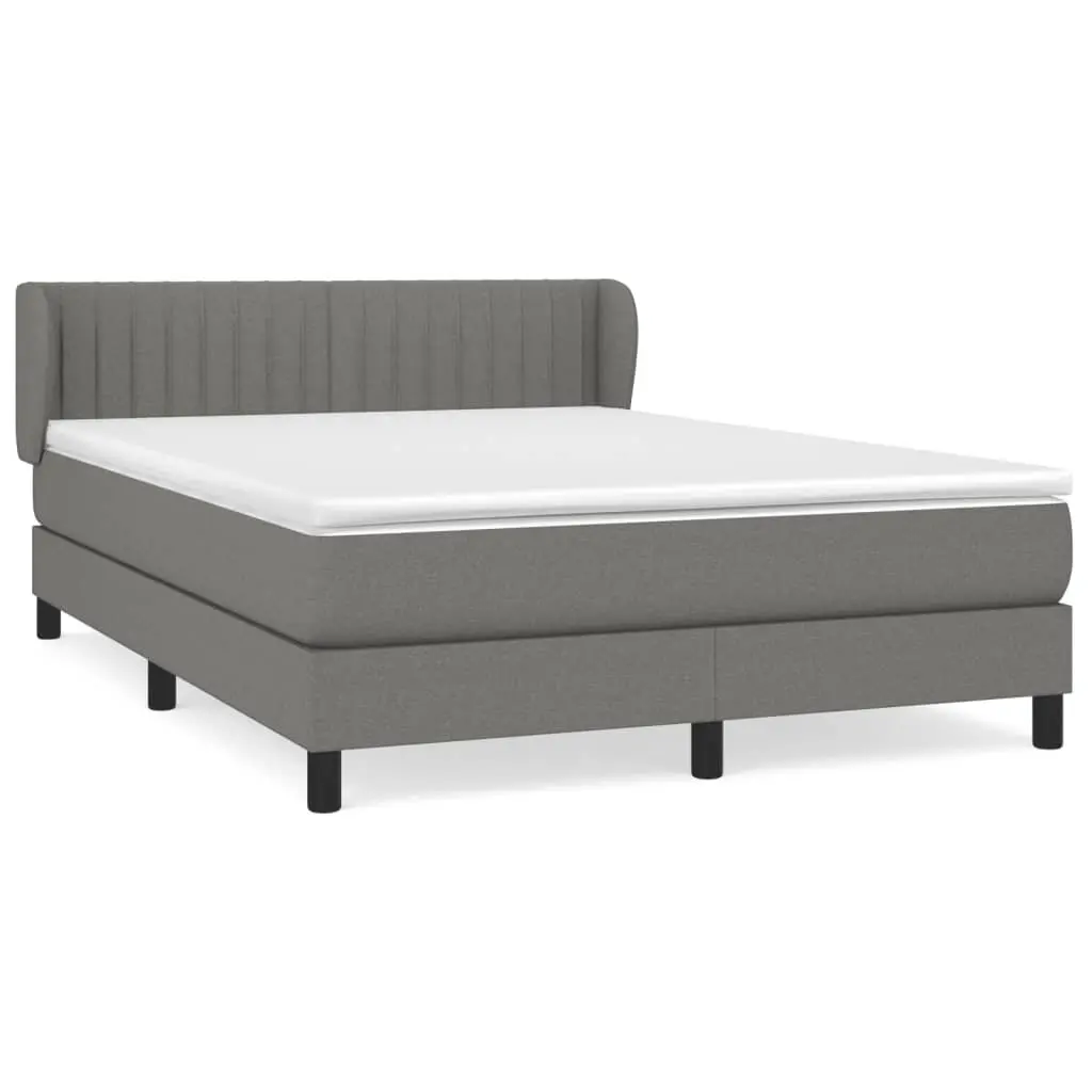 Queen Size Box Spring Bed with Pocket Spring Mattress Dark Grey Fabric