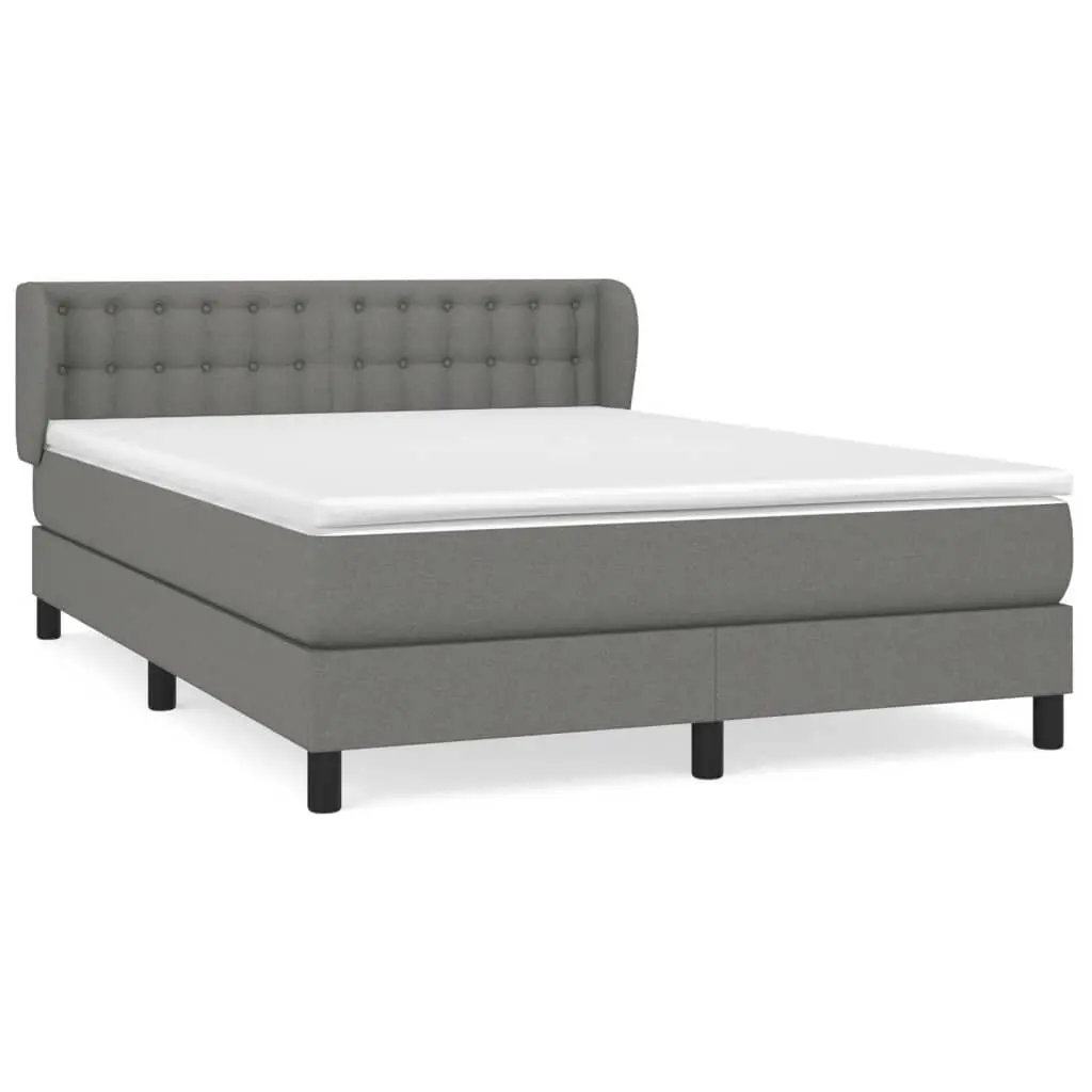 Queen Size Box Spring Bed with Pocket Spring Mattress Grey Fabric Headboard