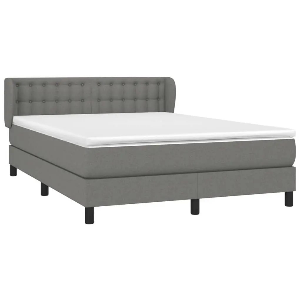 Queen Size Box Spring Bed with Pocket Spring Mattress Grey Fabric Headboard