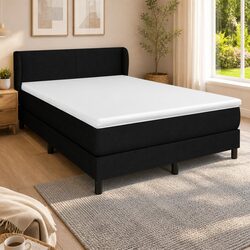 Queen Size Box Spring Bed with Pocket Spring Mattress Adjustable Headboard Black