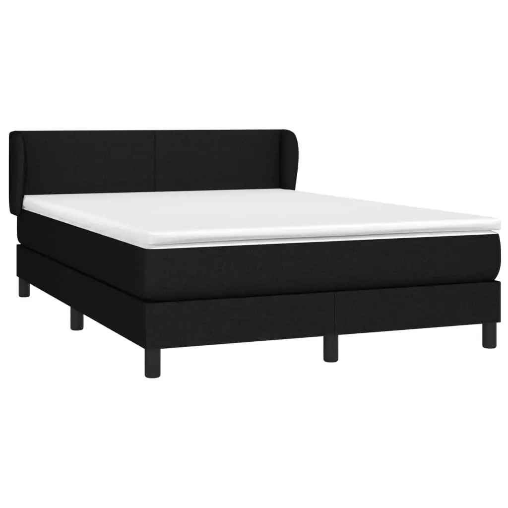 Box Spring Bed with Pocket Spring Mattress Adjustable Headboard Queen Size Black