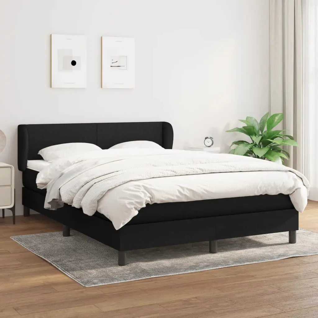 Box Spring Bed with Pocket Spring Mattress Adjustable Headboard Queen Size Black