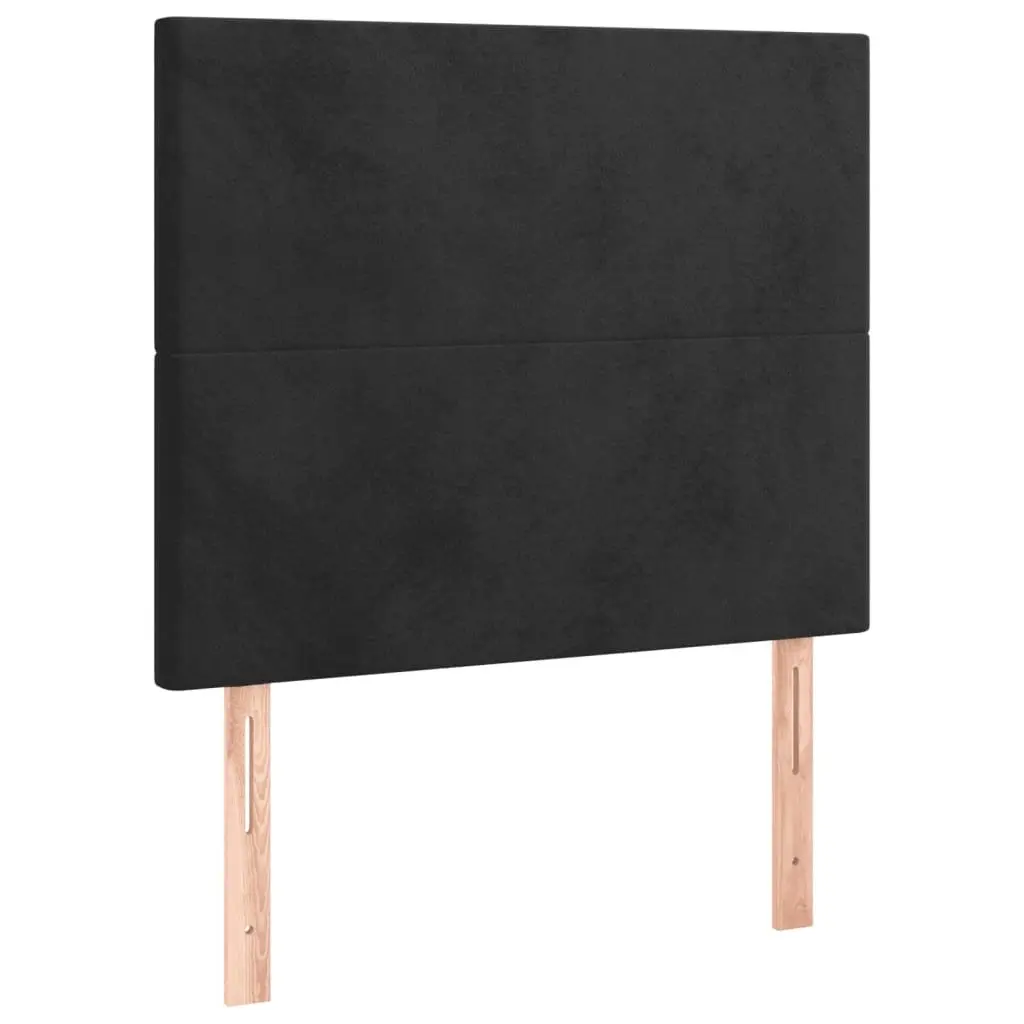 Box Spring Bed King Single with Pocket Spring Mattress Black Velvet 106x203cm
