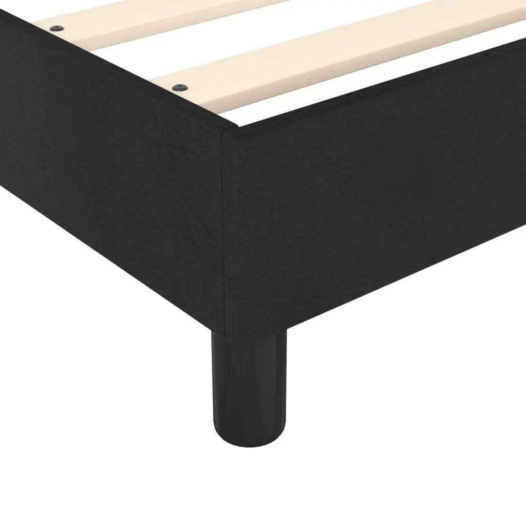 King Single Box Spring Bed with Pocket Spring Mattress Velvet Black 106x203cm
