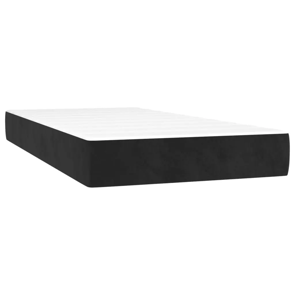 Box Spring Bed King Single Size Velvet Upholstered Frame Adjustable Headboard Pocket Spring Mattress Black