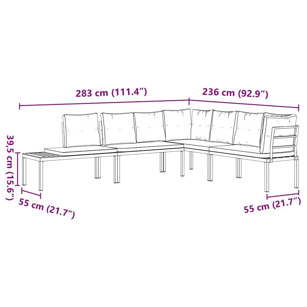 Garden Bench Set 4 Piece Outdoor Furniture Black Steel Frame with Cushions