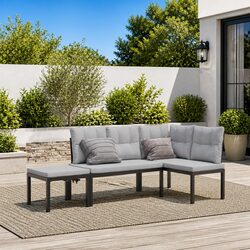 Garden Bench Set 3 pcs Outdoor Furniture Patio Seating with Cushions Black