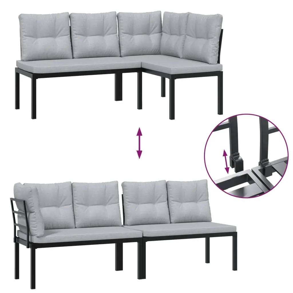 4 Piece Garden Sofa Set Outdoor Furniture with Cushions Light Grey Patio Seating