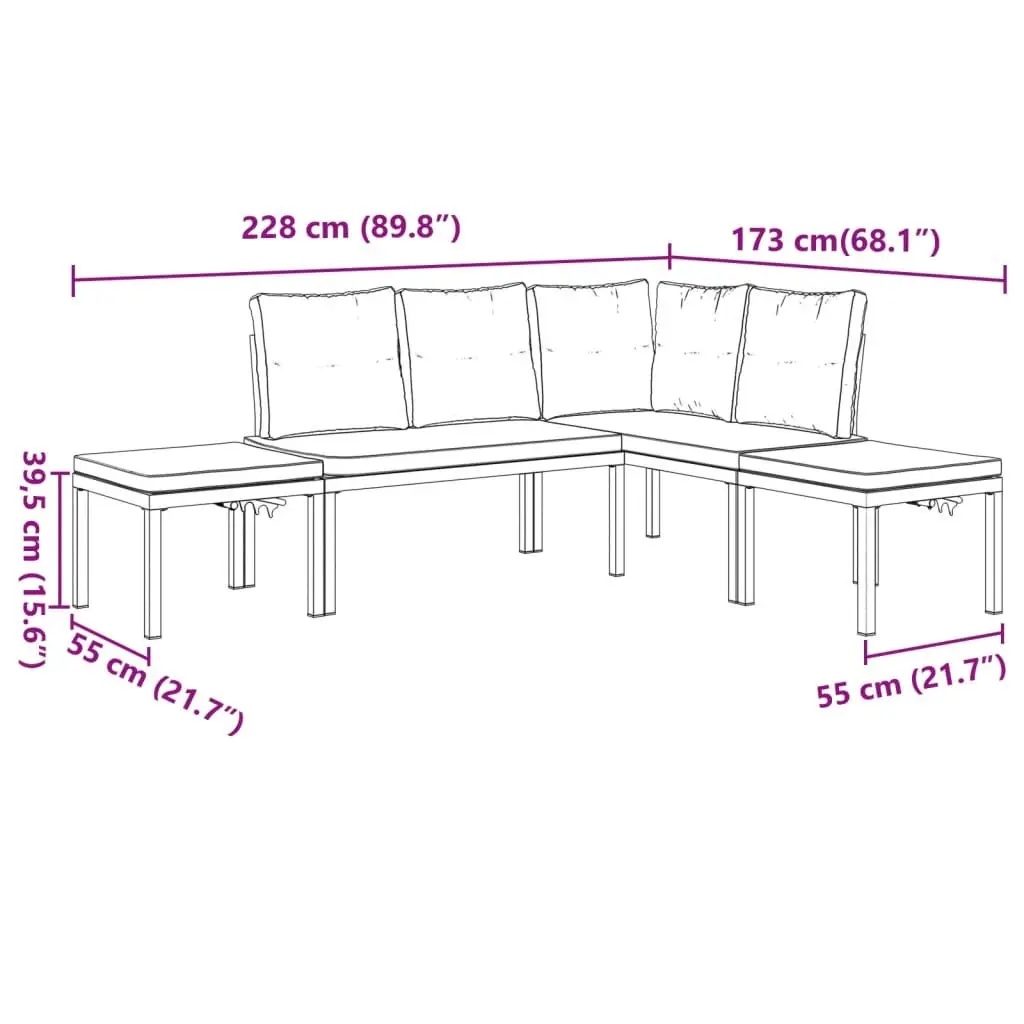 4 Piece Garden Sofa Set Outdoor Furniture with Cushions Light Grey Patio Seating