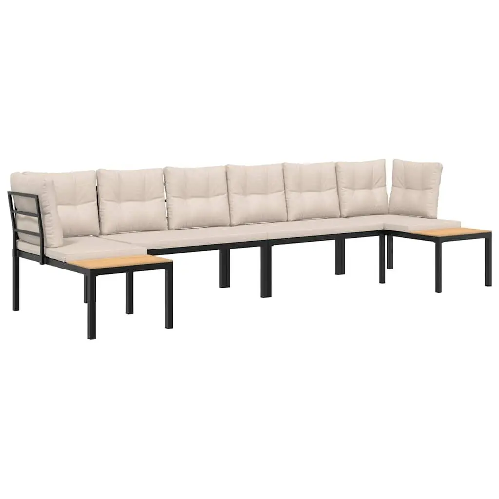 4 Piece Outdoor Garden Sofa Set with Cushions Side Table Patio Furniture Black
