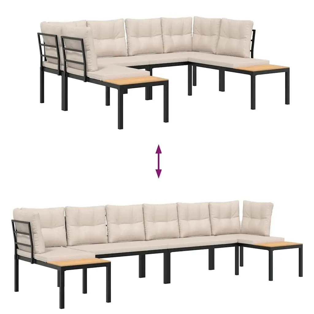 4 Piece Outdoor Garden Sofa Set with Cushions Side Table Patio Furniture Black
