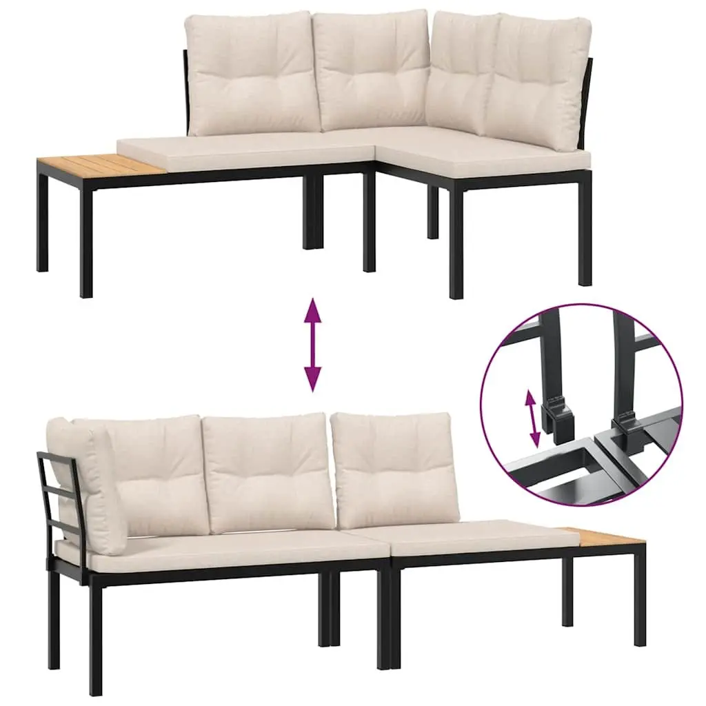 4 Piece Outdoor Garden Sofa Set with Cushions Side Table Patio Furniture Black