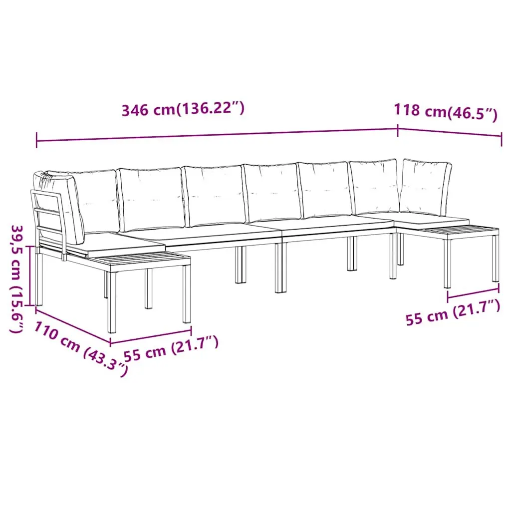 4 Piece Outdoor Garden Sofa Set with Cushions Side Table Patio Furniture Black