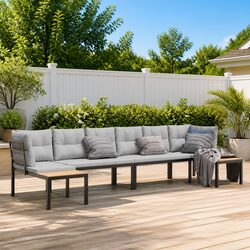Garden Sofa Set 4 Piece Outdoor Furniture Patio Seating with Cushions Side Table