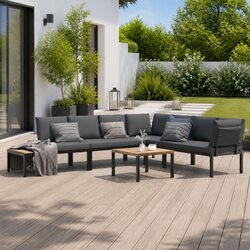 Garden Sofa Set 5 Piece Outdoor Furniture Patio Aluminium Modular with Cushions