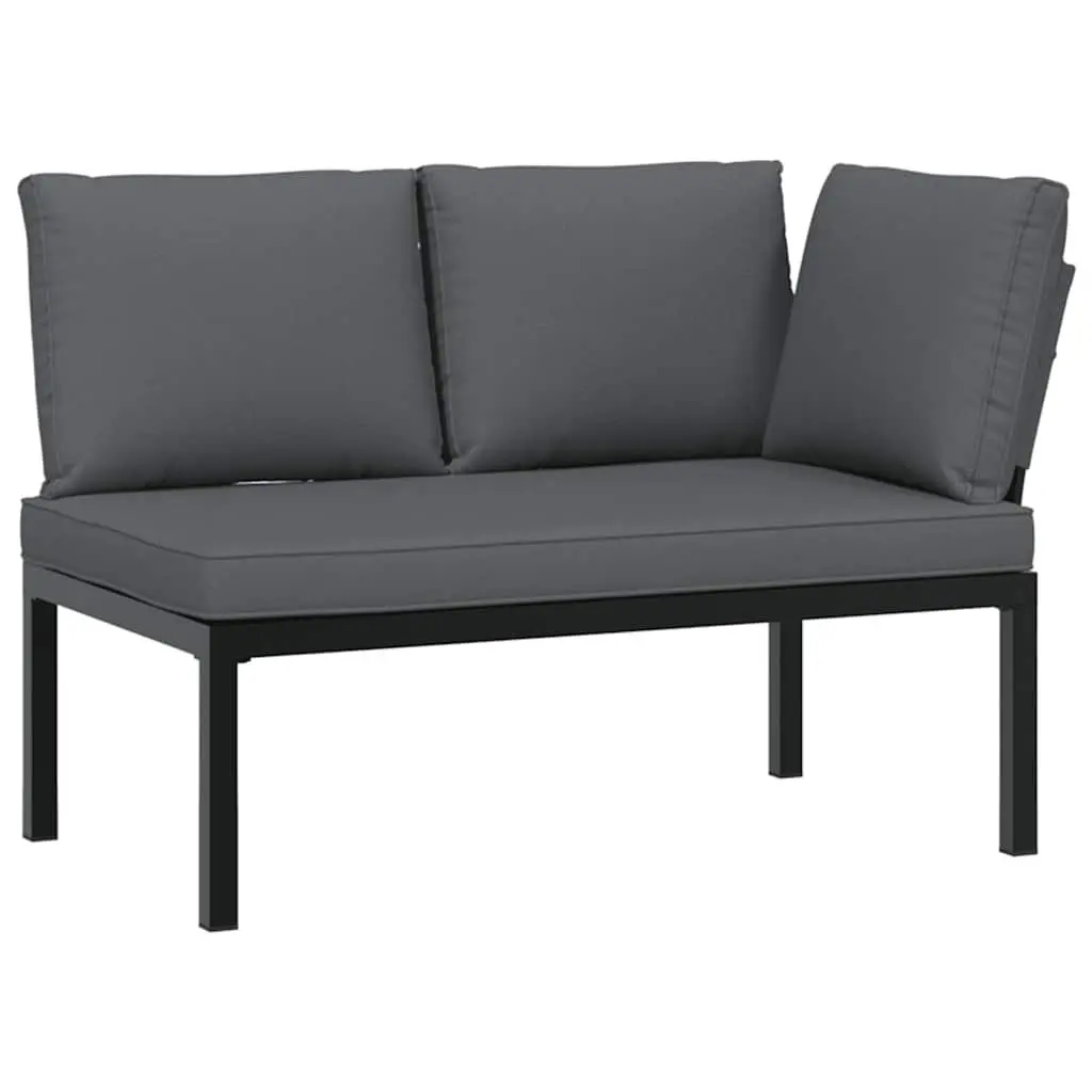 3 Piece Outdoor Garden Sofa Set with Cushions Patio Furniture Black Aluminium