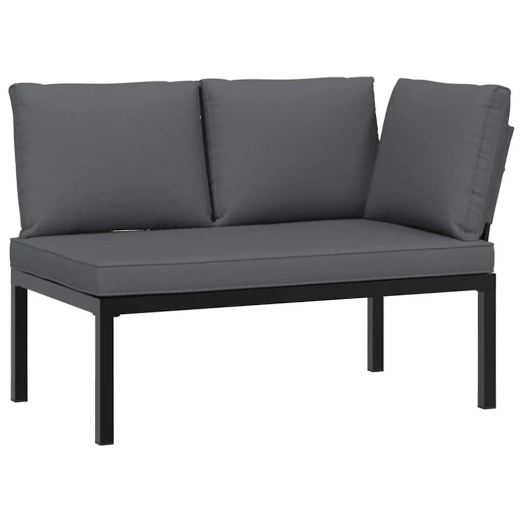 3 Piece Outdoor Garden Sofa Set with Cushions Black Aluminium Patio Furniture