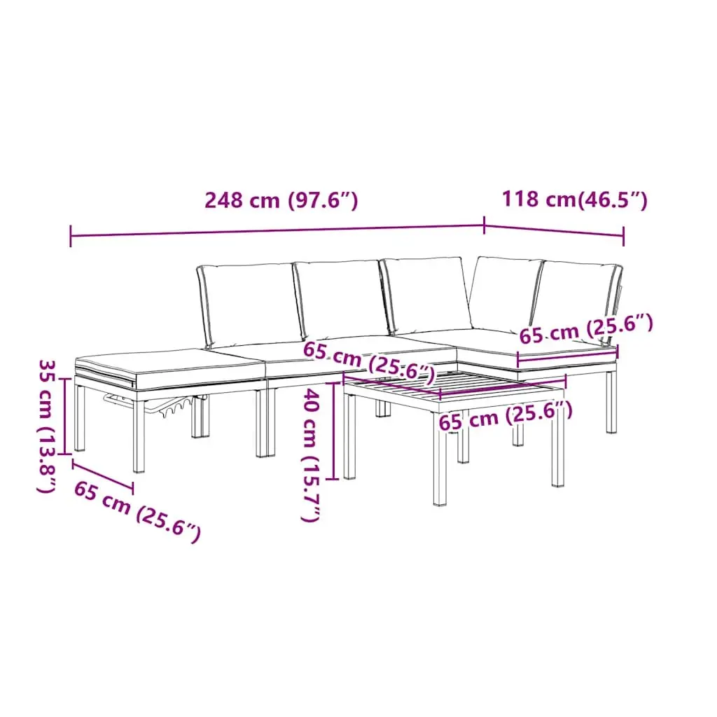 4 Piece Outdoor Garden Sofa Set with Cushions Black Aluminium Patio Furniture