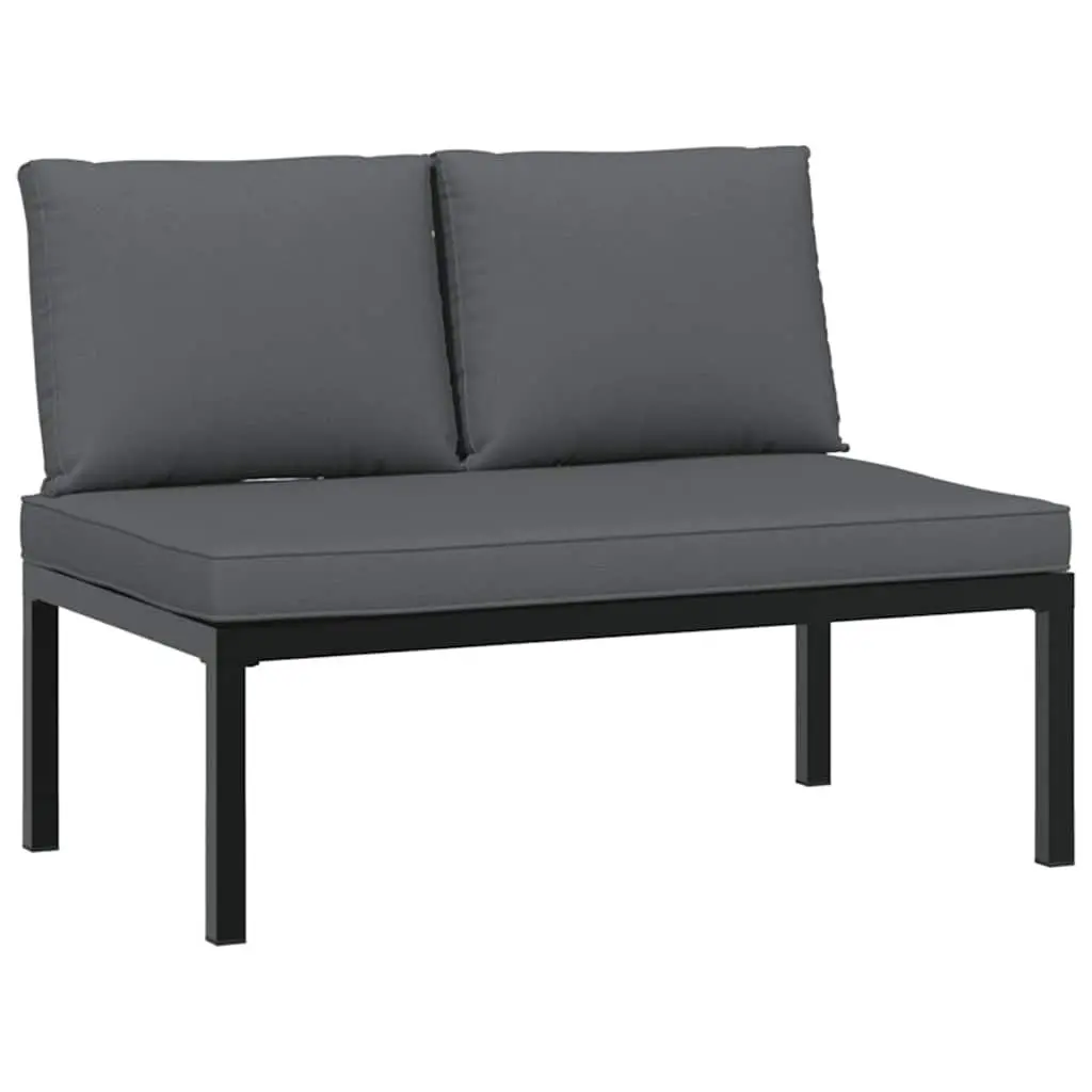 7 Piece Outdoor Garden Sofa Set Black Aluminium with Cushions Patio Furniture