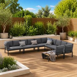 Outdoor Garden Sofa Set 6 Piece Modular Patio Furniture with Cushions Black