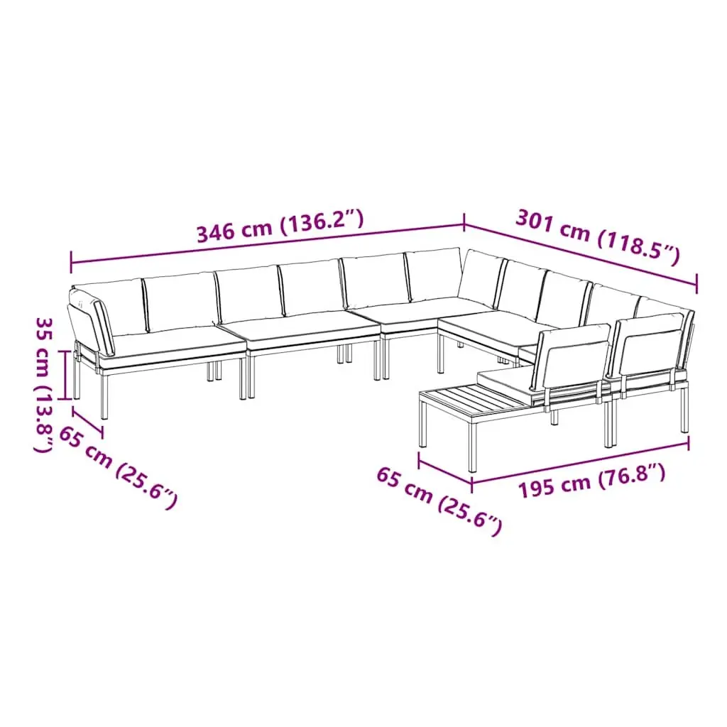 Outdoor Garden Sofa Set 6 Piece Modular Patio Furniture with Cushions Black