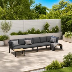 Outdoor Garden Sofa Set 4 Piece Modular Patio Furniture Black Aluminium with