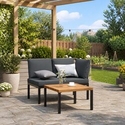 Garden Sofa Set 2 Piece Outdoor Furniture Patio Black Aluminium with Cushions