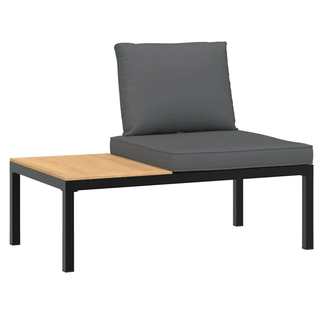 3 Piece Outdoor Garden Sofa Set with Cushions Black Aluminium Patio Furniture