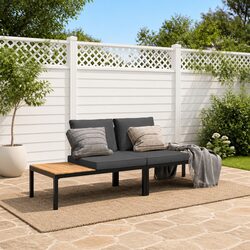 Outdoor Garden Sofa Set 2 Piece Modular Patio Furniture with Cushions Black
