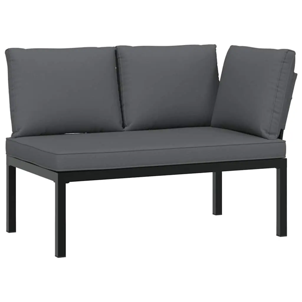 4 Piece Outdoor Garden Sofa Set with Cushions Black Aluminium Patio Furniture