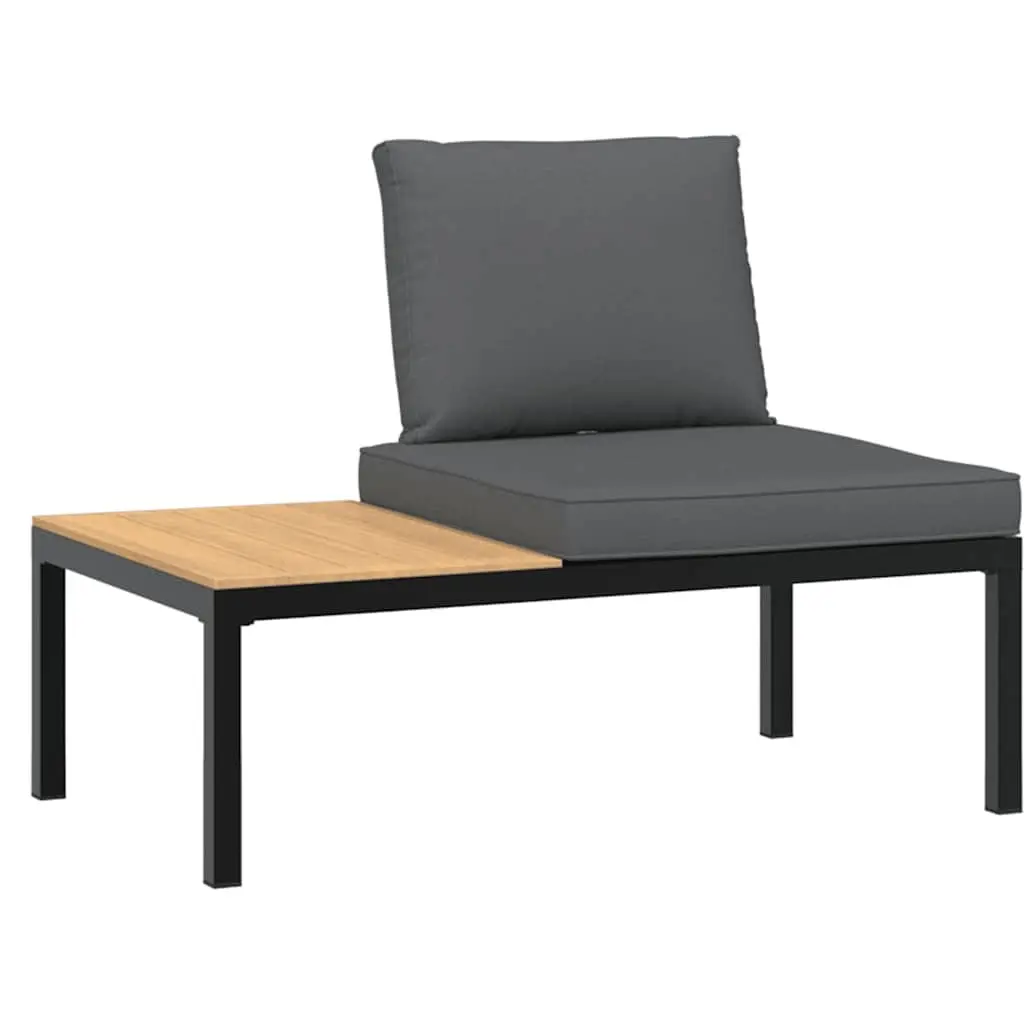 4 Piece Outdoor Garden Sofa Set with Cushions Black Aluminium Patio Furniture